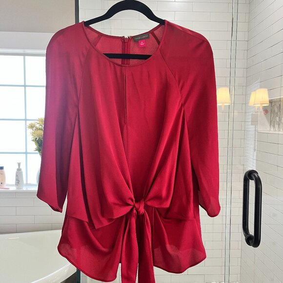 Vince Camuto Tops - Vince Camuto burgandy satin blouse, Medium